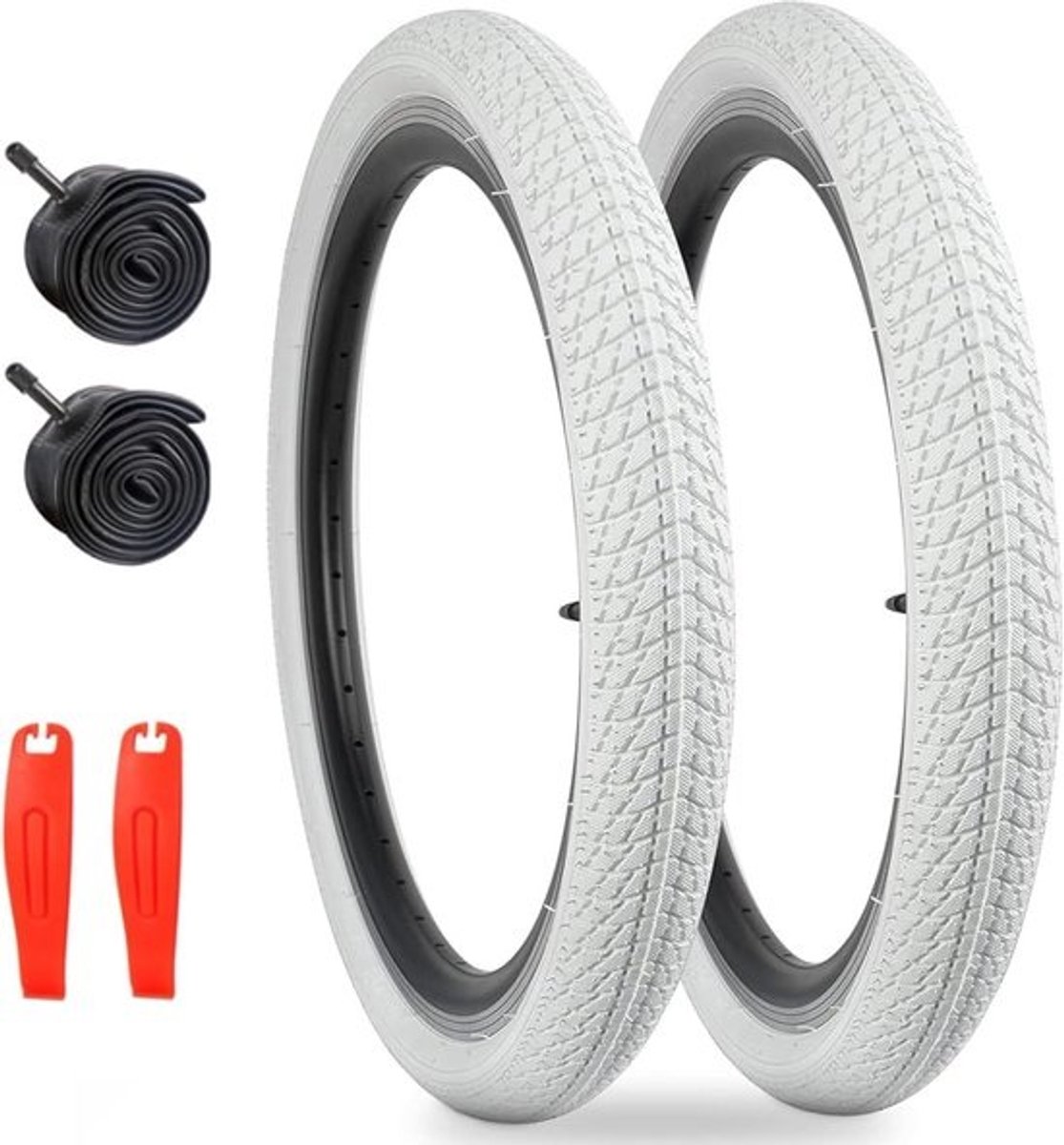 20 Inch Witte Fietsbanden en Binnenbanden voor Kinderfietsen en MTB - 2 Stuks 20 x 1,75