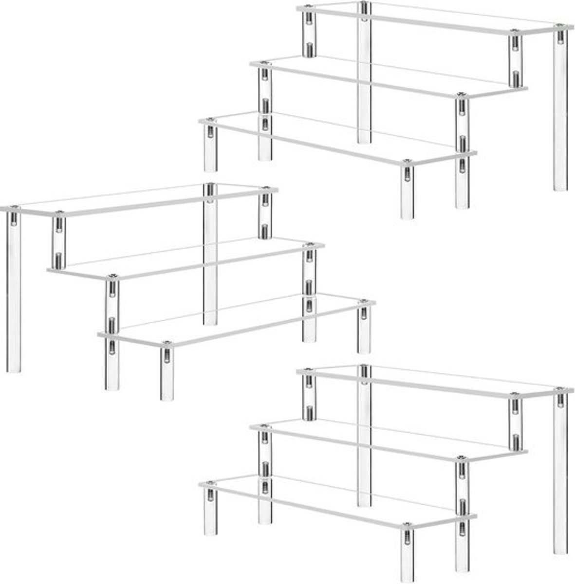 Acryl Riser Display Plank voor Tafelblad - Organisator voor Nagellak, Cosmetica, Sieraden en Ambachten - Set van 3