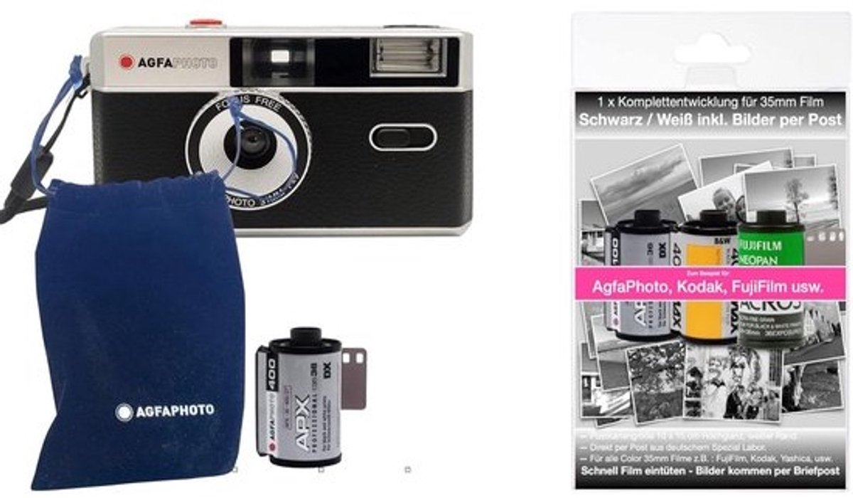 Analoge Camera Set - Kleine Beeldcamera Film - Foto's Maken - Inclusief Ontwikkeling - 35 mm - Zwart