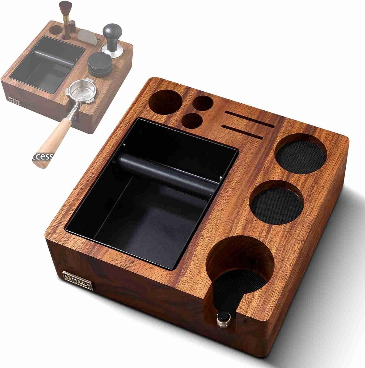 Houten Koffie Organizer met Filterhouder voor Koffiecups - Ideaal voor Thuis en Winkelinrichting, Ruimtebesparend en Stijlvol Design