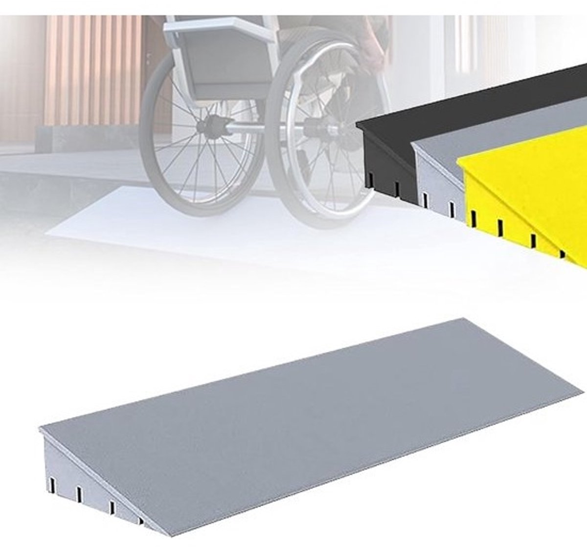 Antislip Drempelhelling - Stoeprand Hulp - Rolstoel Scooter - Hoge Draagkracht - 50 cm Lang - Grijs