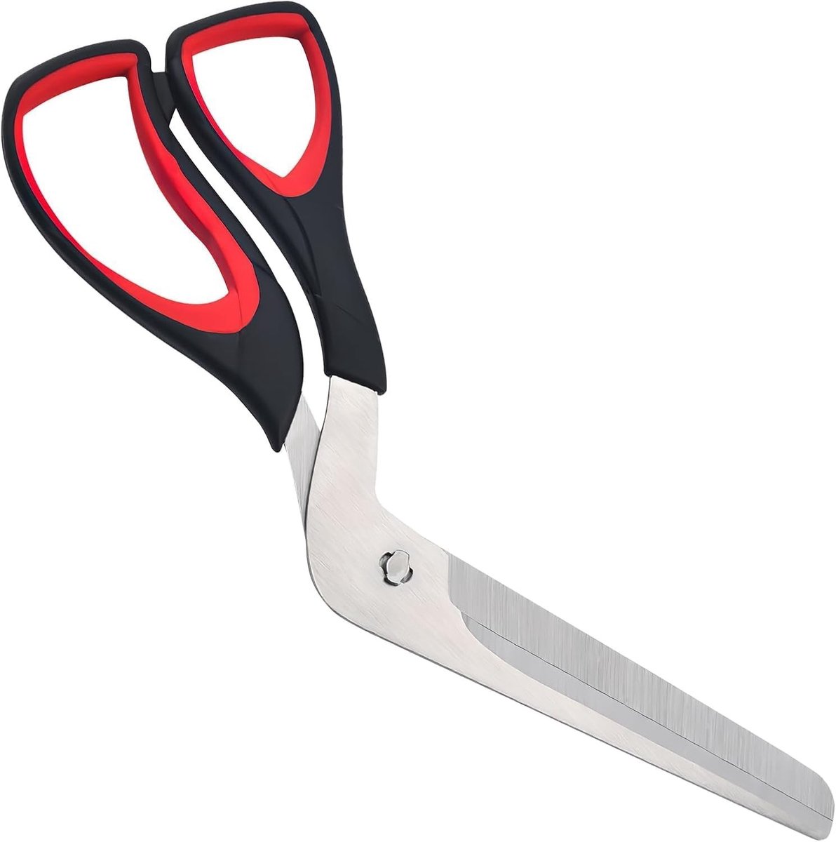 Multifunctionele Keuken Schaar voor Perfecte Pizza Snijden, Roestvrijstalen Mes, Ergonomische Grip, 27 cm, Zwart/Rood