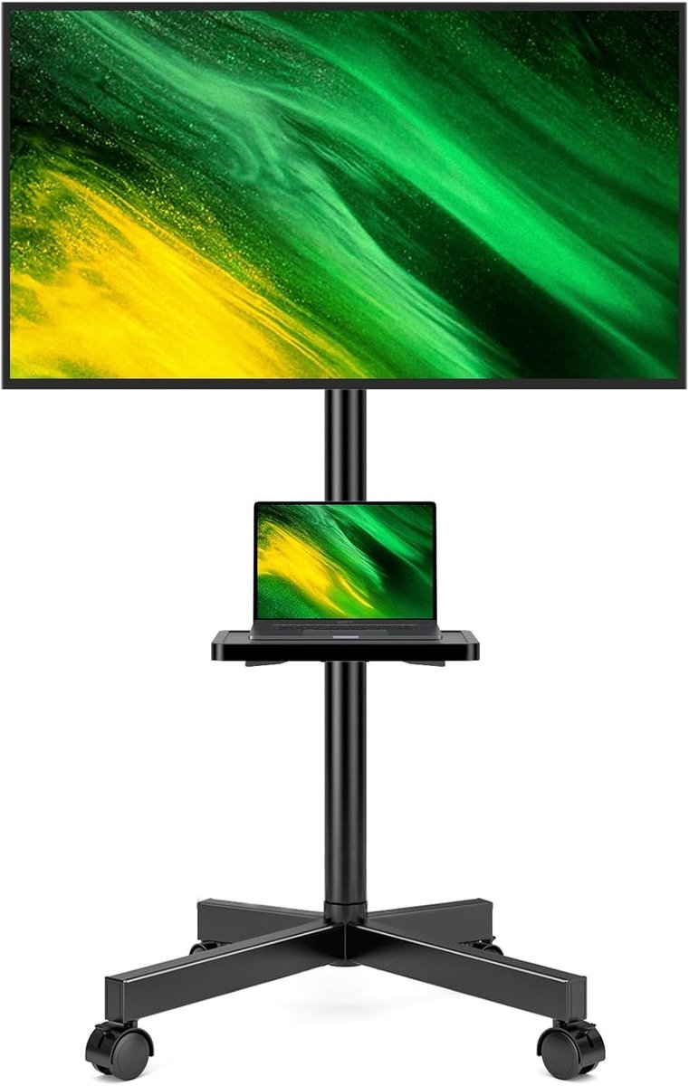 Mobiele TV standaard voor 23-60 inch LED en LCD televisies, TV kar met wielen en opbergrek, tot 35 kg, VESA 400x400 mm geschikt