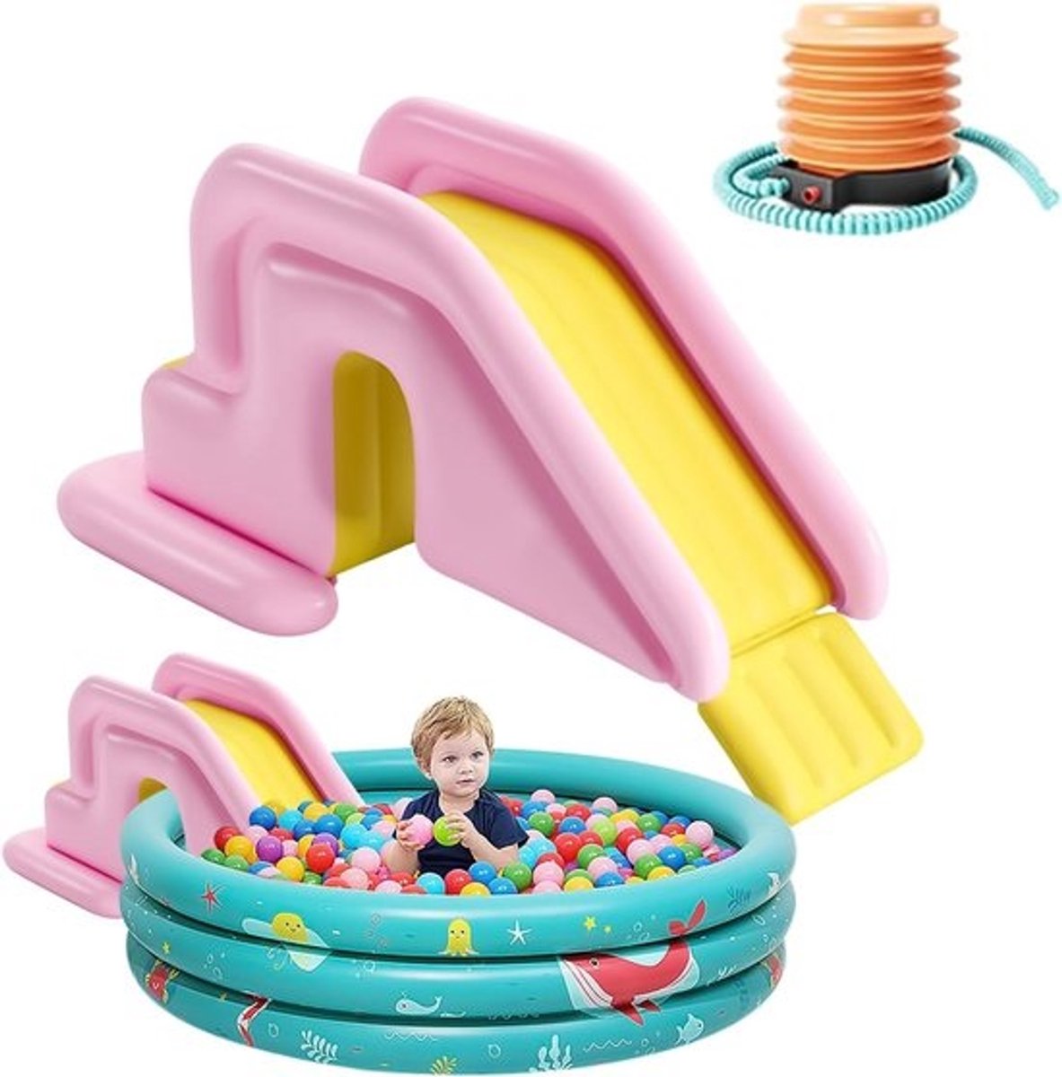 Opblaasbare Waterglijbaan - Zwembad Glijbaan - Zomer Plezier - Anti-kantel Ontwerp - 200x80x85cm Basis - Roze