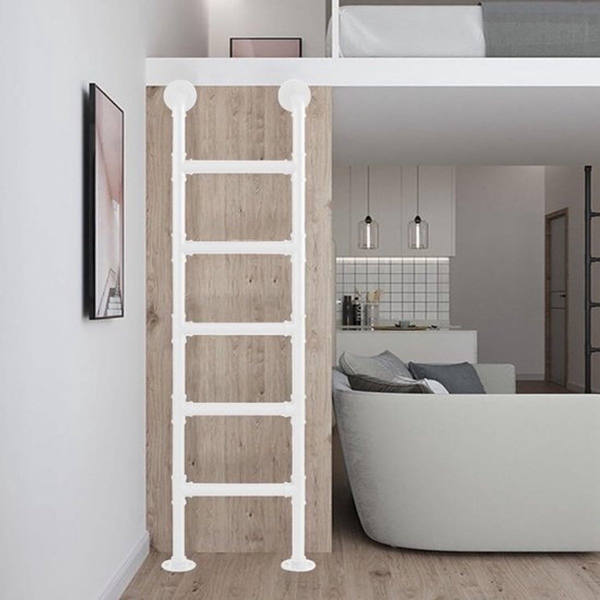Zoldertrap - Vlizotrap Keldertrap - Veilig Toegankelijk - Stevige IJzeren Constructie - 210cm Hoog - Wit