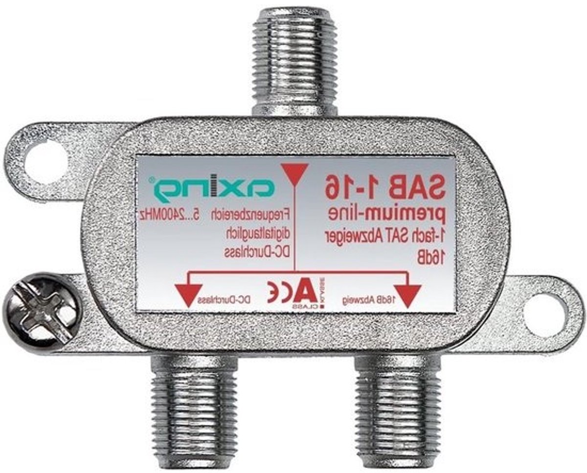 Satelliet Verdeelstuk - Signaal Splitter - TV Signaal Verdelen - 16 dB Aftakdemping - 5-2200 MHz - Aluminium