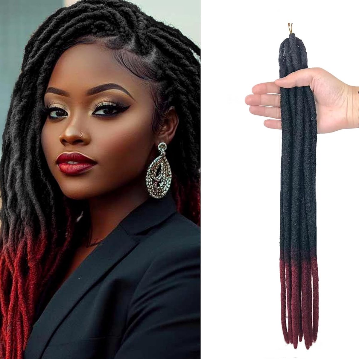 Ombre Dreadlocks 24 Inch - Zachte en Lichtgewicht Crochet Haar Extensions in 2 Kleuren, 10 Strengen per Verpakking voor Natuurlijke Look