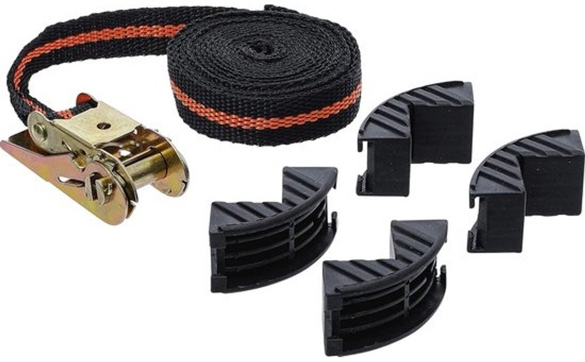 Ratel spanband - Spanband met ratel - Vastzetten van lading - Met 4 beschermbekken - 5 m x 25 mm