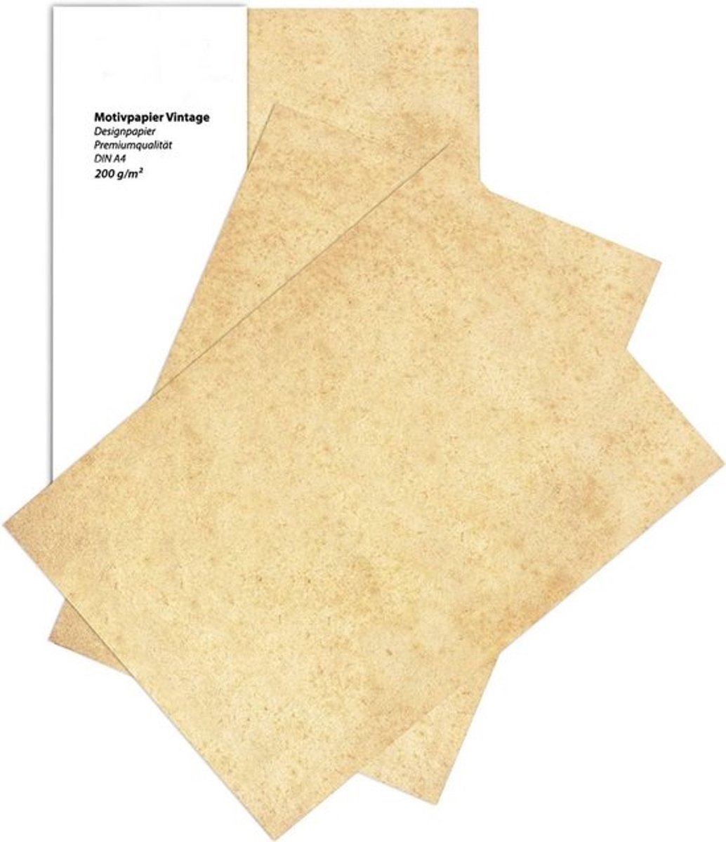 50 Vellen A4 Vintage Certificaatpapier 200g - Oud Oud Papier voor Diploma's en Menukaarten
