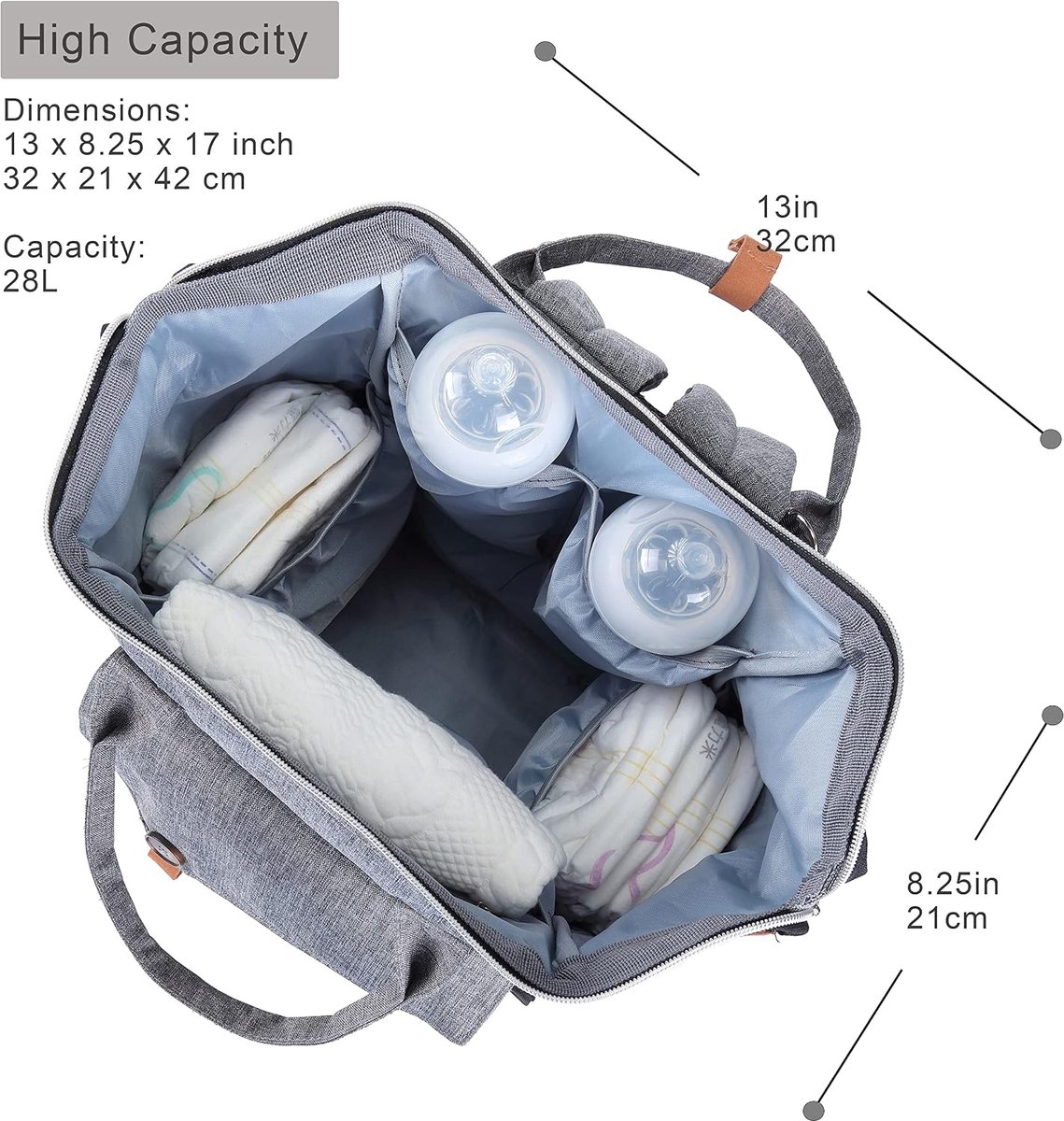 Luiertas Rugzak - Baby tas - Baby verzorging - Brede opening - 43 cm - Uniseks – foto 6
