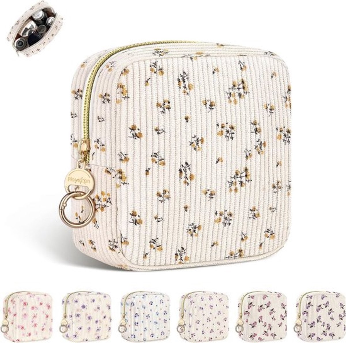 Kleine Corduroy Make-up Tas voor Dames en Meisjes Multifunctionele Reis Pouch