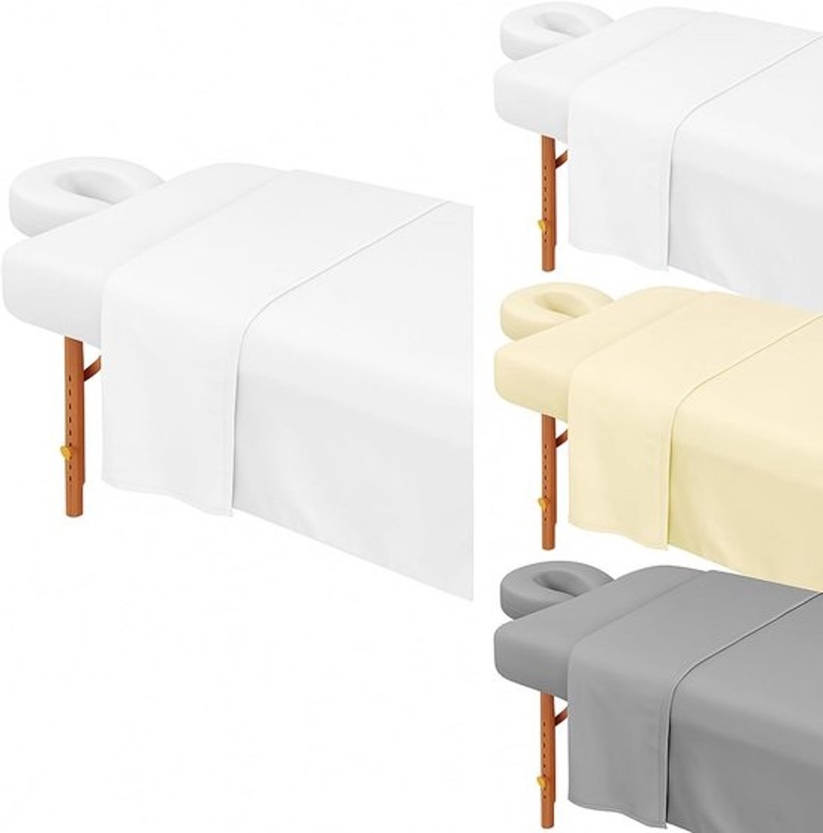 3-Pack Microvezel Massagetafelhoezen Set (3 Kleuren) - Platte Tafelkleed & Gezichtshoes
