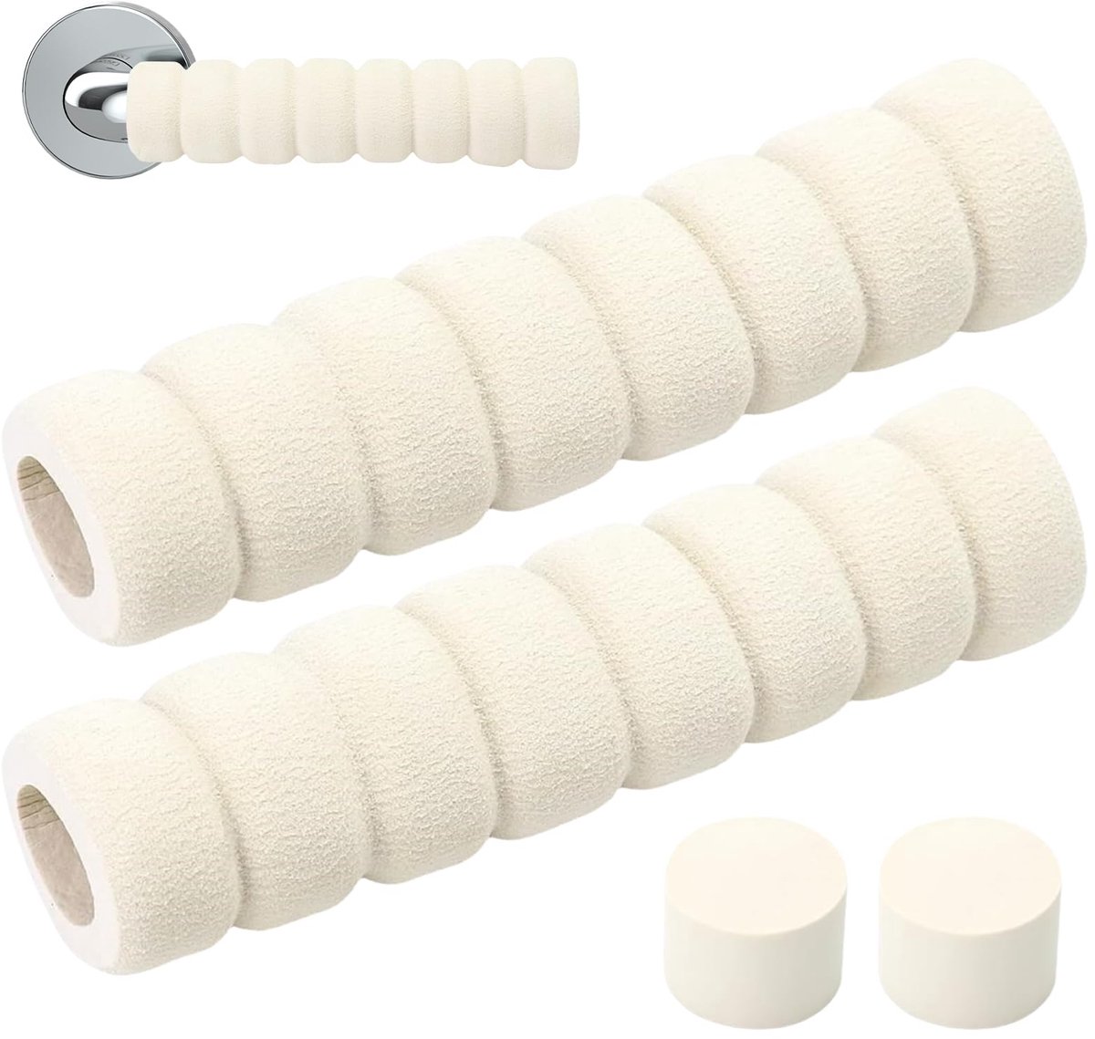 Deurklinkbuffers - Schuimrubber Antistatisch Elastisch - Voor deurgrepen en muurbescherming - Beige 2 stuks