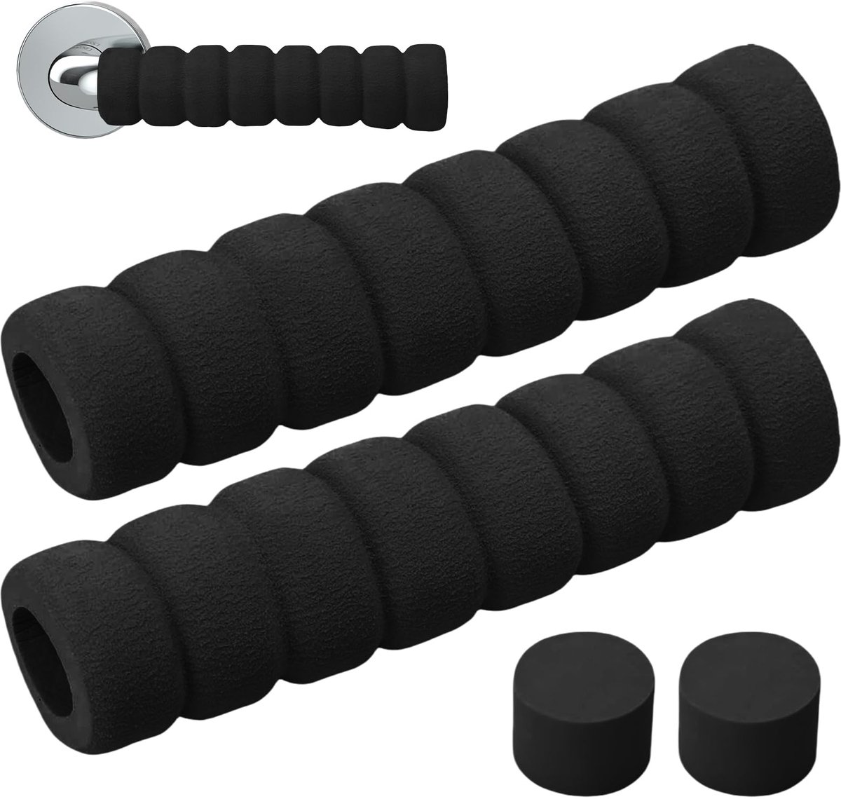 2 Stuks Deurklinkbuffers - Schuimrubberen Antistatische Elastische Beschermhoezen - Voor Deurgreep- en Wandbescherming - Zwart