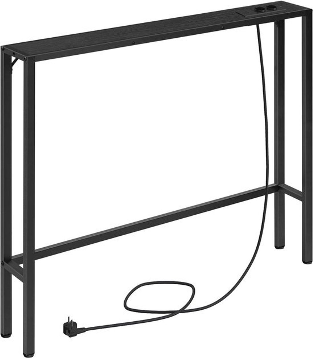 Smal Dressoir met Oplaadstation en Stopcontacten - 100 cm Haltafel Zwart