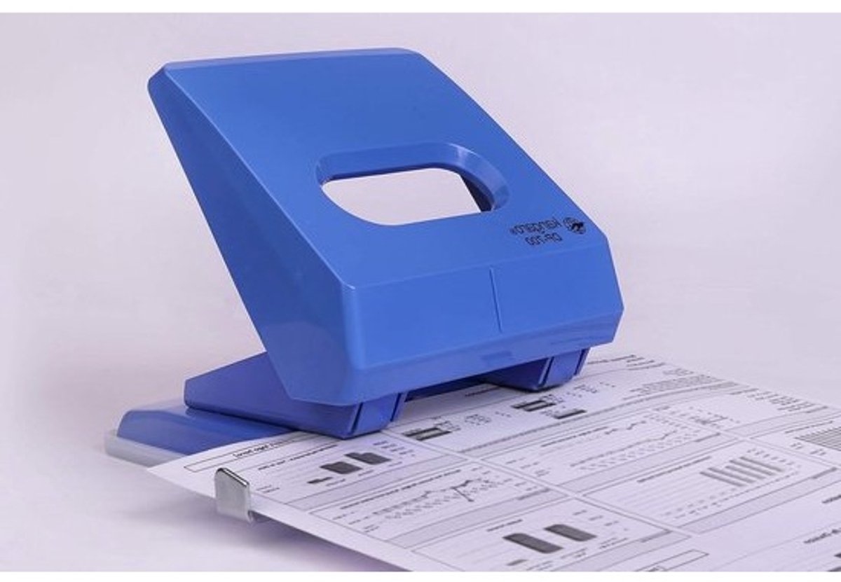 Papierperforator Metaal - Perforator Kantoor - Documenten Ordenen - Zware Metalen Constructie - 36 Vellen - Lichtblauw