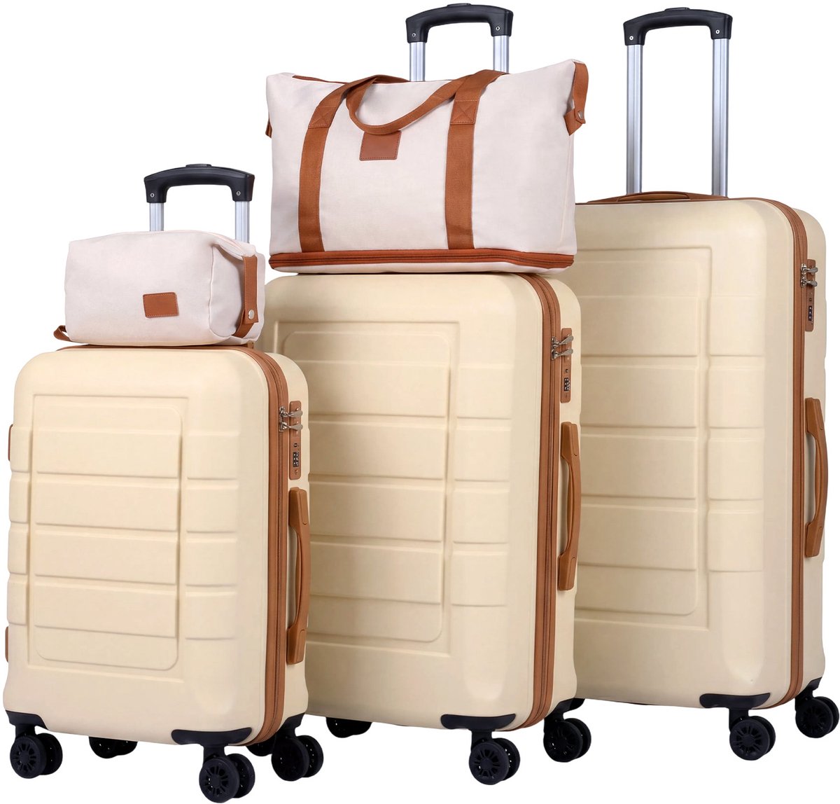 SureDeal® - Kamper - Koffer 5-delig Uitbreidbare - Reistas - Toilettas Kofferset Handbagage - 39x23x56 cm - Zwart