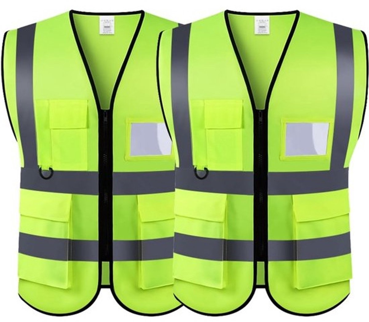 2 Stuks Hoge Zichtbaarheid Veiligheidshesje met Reflecterende Strepen en Zakken