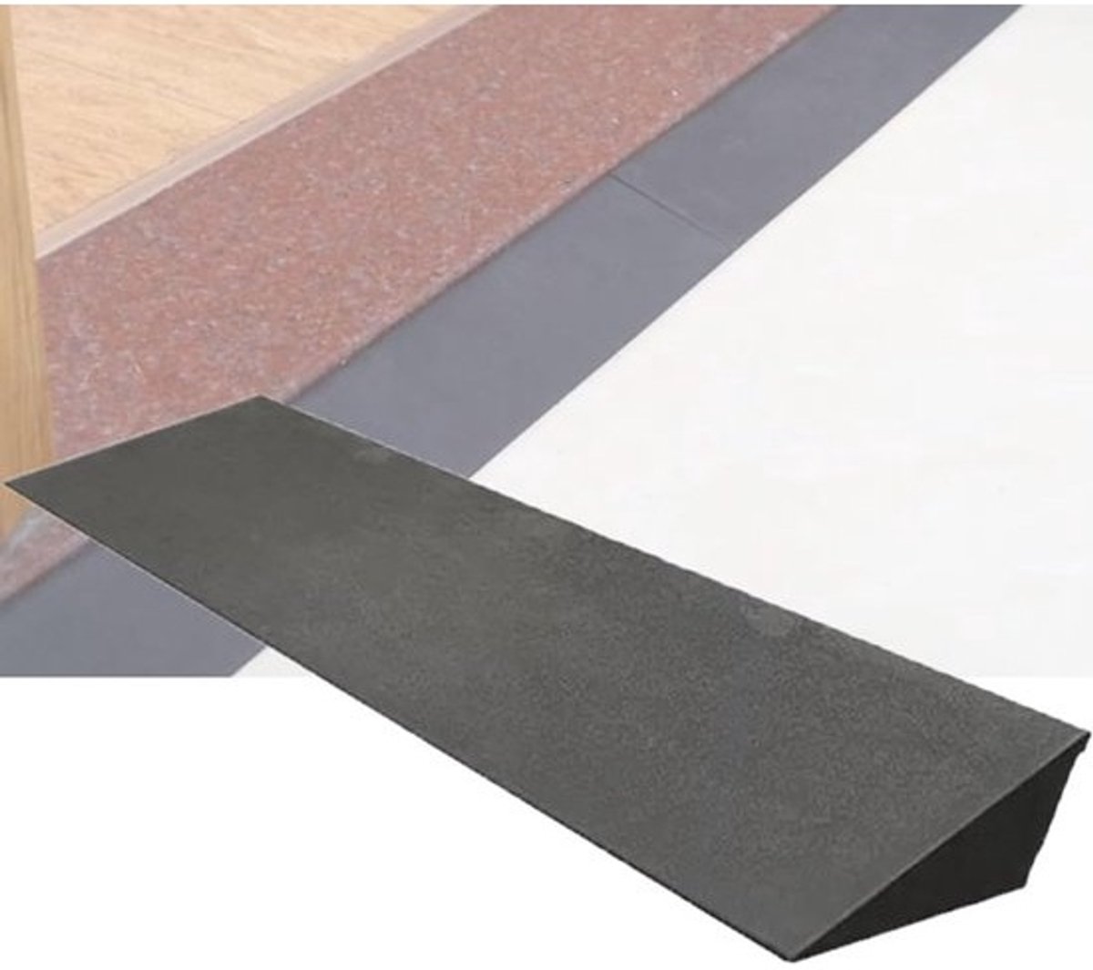 Drempelhelling Oprit - Rolstoelhelling Rubber - Drempels Overbruggen - Antislip Ontwerp - 50x6x1cm - Zwart