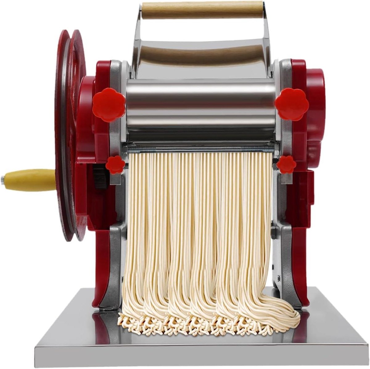 Pastamachine Rood - Deegroller - Verse Pasta Maken - Verstelbare Dikte - 38 x 28 x 26 cm - Rood