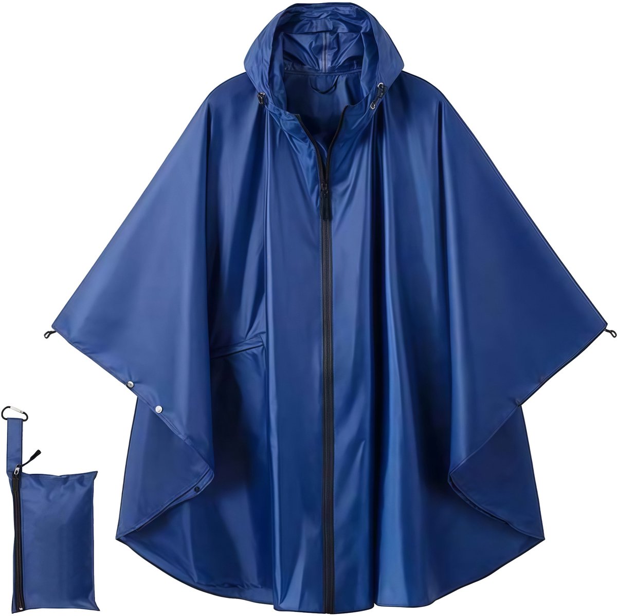 YAGXIG 3-in-1 regenjas - Regenjas - Regenjas uit één stuk - Met zakken - Unisex volwassenenmaat - Blauw - Waterdichte rits - 240T polyester taft PU-stof