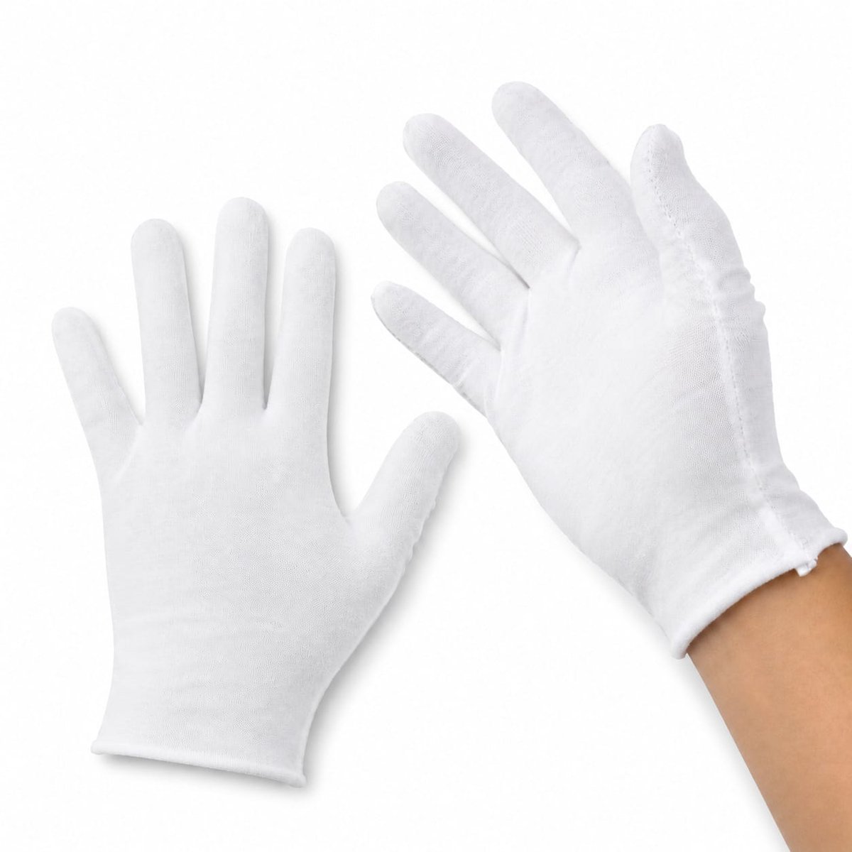 12 Paar Katoenen Handschoen – werkhandschoenen - Cotton Gloves Coin Jewelry Silver - Geschikt voor droge handen, hydratatie, make-up, eczeem, spa- en muntsieradeninspectie, serveerhandschoenen – LOUZIR