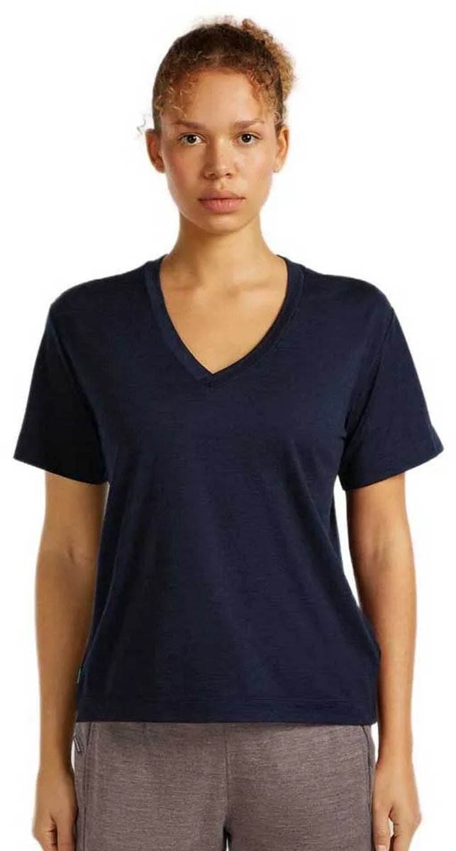 Icebreaker Merino 150 Tech Lite Relaxed V Neck T-shirt Met Korte Mouwen Blauw XS Vrouw