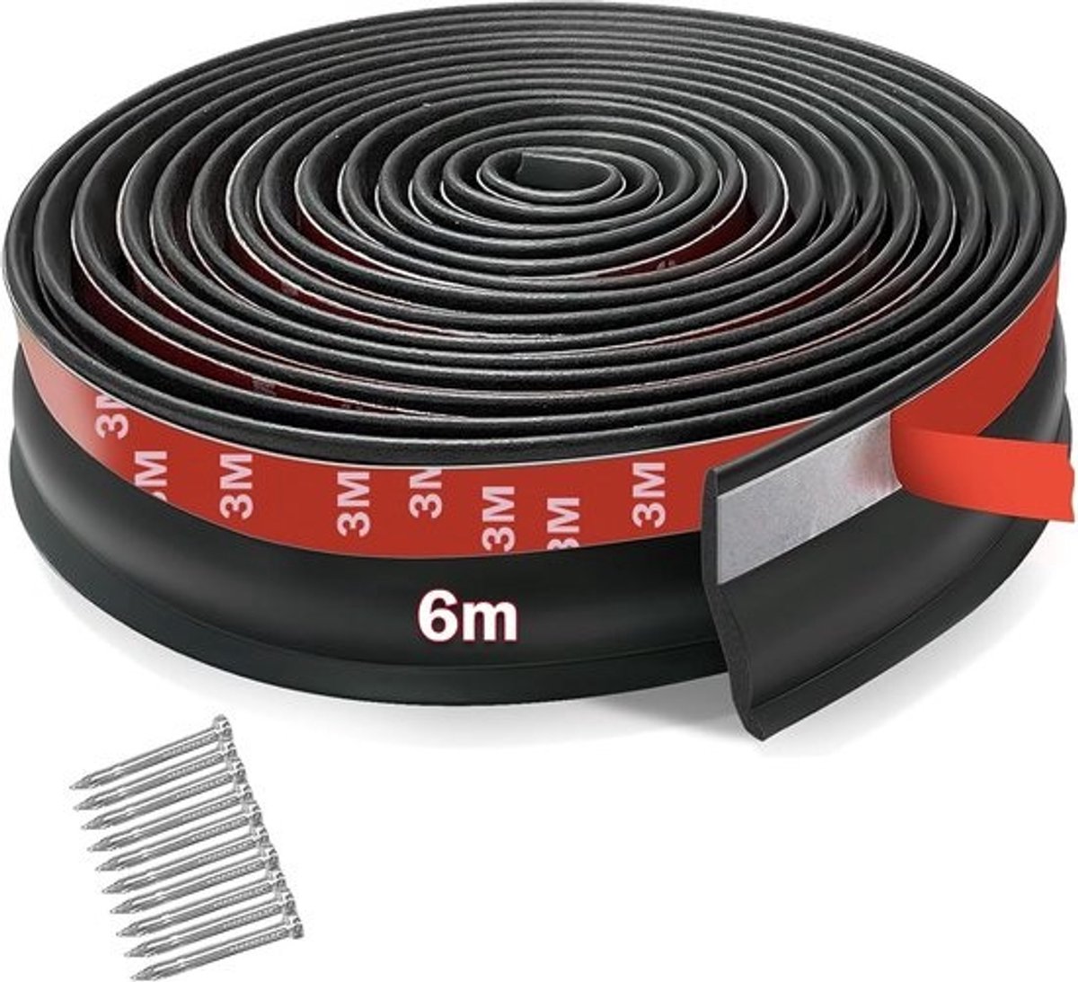 Garagedeurafdichting - Drempelafdichting Rubberstrip - Garage Schoon Houden - Universele Pasvorm Weerbestendig - 6 Meter Lengte - Zwart