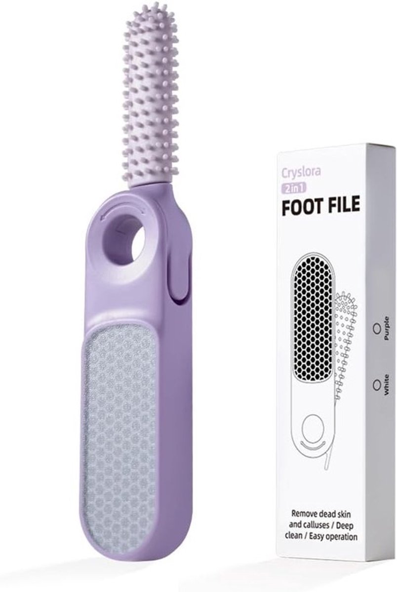 Voetverzorging Tool - Eeltverwijderaar Schrobber - Dagelijkse Pedicure - Dubbele Functie Borstel - 14.5 cm Lengte - Paars