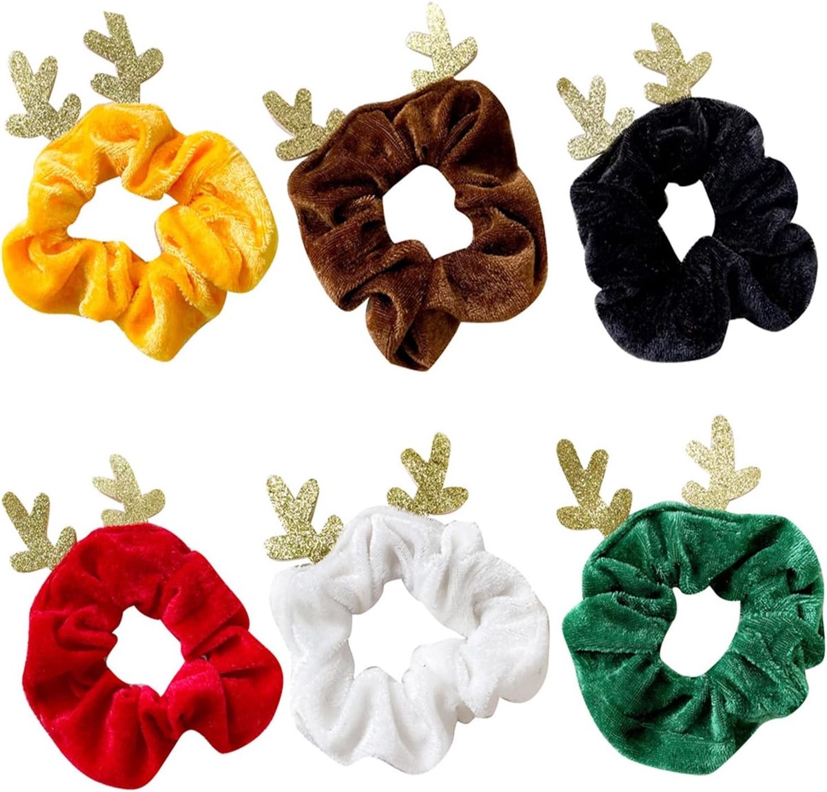 6 Stuks Hertengewei Haarkralen voor Kerstmis, Verjaardagscadeau en Feestelijke Outfits - Elastische Haaraccessoires