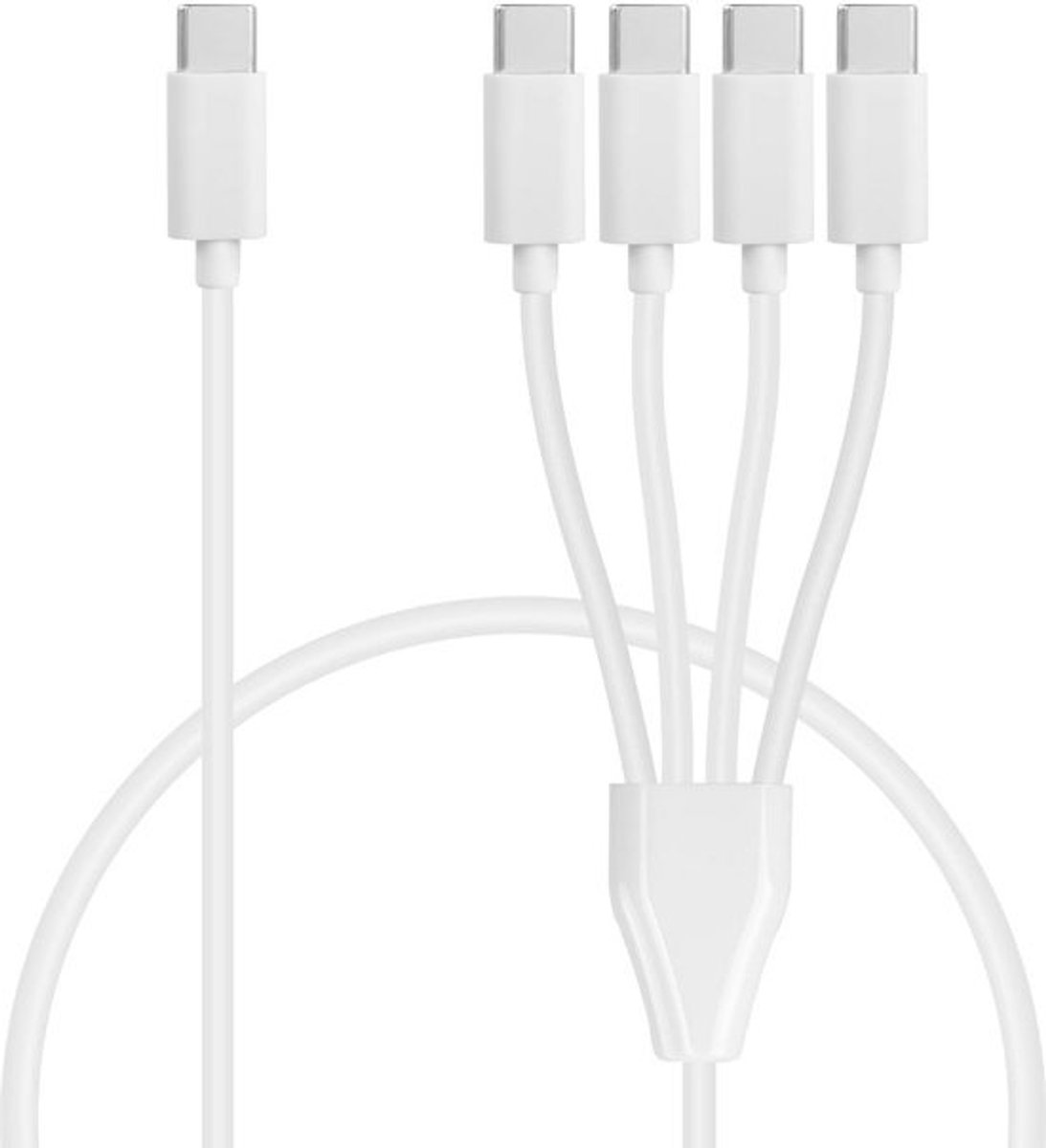 USB C Splitter Kabel 2-in-1 Oplader en Datakabel met 4 Type-C Aansluitingen