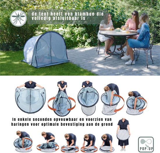 QORA® Strandtent uv Bescherming - Strandtent Baby Pop Up - Strandtentje Extra Licht - Strandschelp - Strand Tent - Zonbescherming - Pop Up Tent - Voor in de Tuin, Strand, Vissen Etc, - Blauw - 98cm x 90cm x 85cm — afbeelding 5