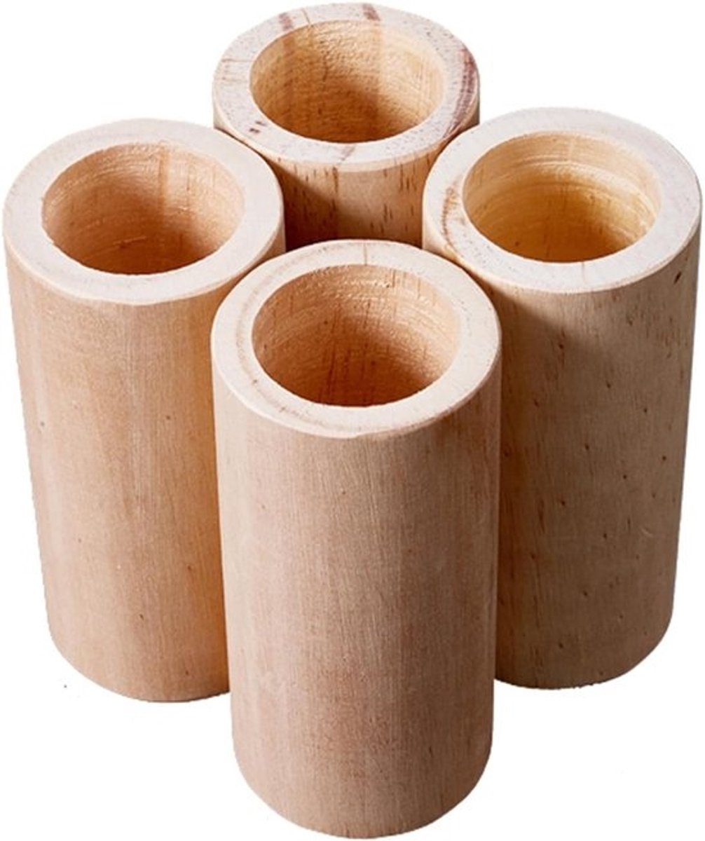 Houten Bedverhogers - Meubel Lifters - Extra Hoogte Creëren - Stevig Natuurlijk Hout - 4 Stuks - Houtkleur