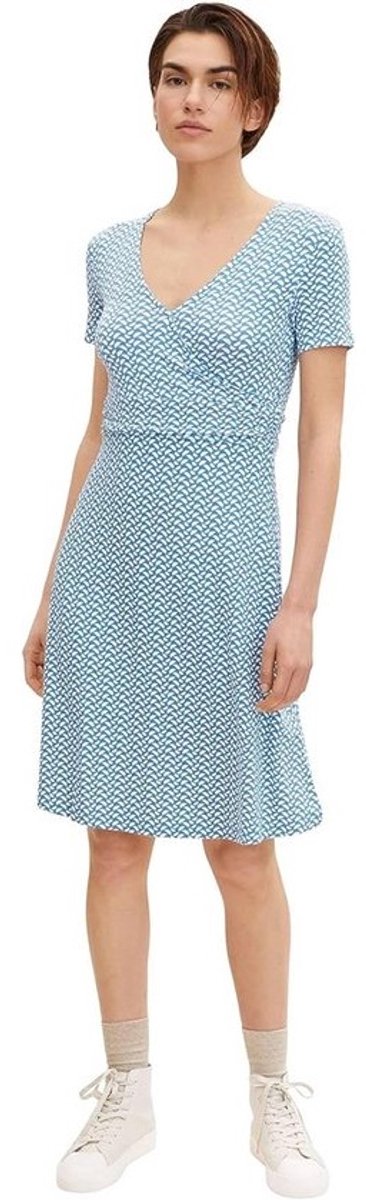 Dames Jurk Wikkellook Blauw Minimal Design Casual Kleding
