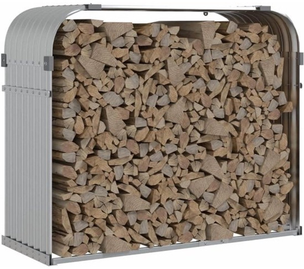 Brandhoutopslag - Houtopslag rek - Haardhout bewaren - Verzinkt staal - 120 x 45 x 100 cm - Zilver
