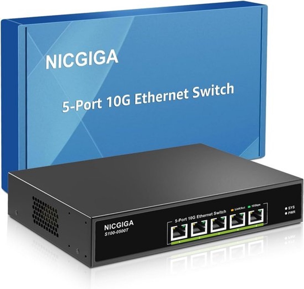 10-port 2.5 Gb Unmanaged Ethernet Switch met 8x 2.5G en 2x 10G Poorten