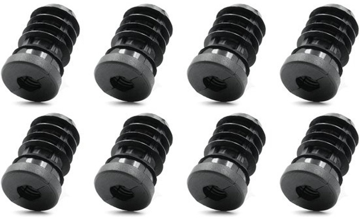 Schroefdraadstoppen - Ronde buizen - Eenvoudig te monteren - Zwart - Kunststof schroefdraad - Geschikt voor 20 mm buizen - 8 stuks