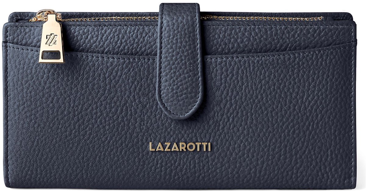 Lazarotti portemonnee Bologna Leather Wallet 20 cm Navy donkerblauw