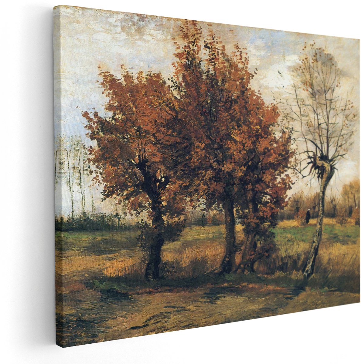 Artaza Canvas Schilderij Herfstlandschap Van Gogh - 150x120 cm - Groot - Wanddecoratie Bomen - Muurdecoratie Natuur - Schilderijen Op Canvas Woonkamer