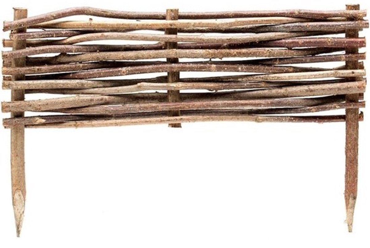 Houten Bloembedomranding Hazelnoot - Natuurlijke Tuinafbakening voor Borders en Perken