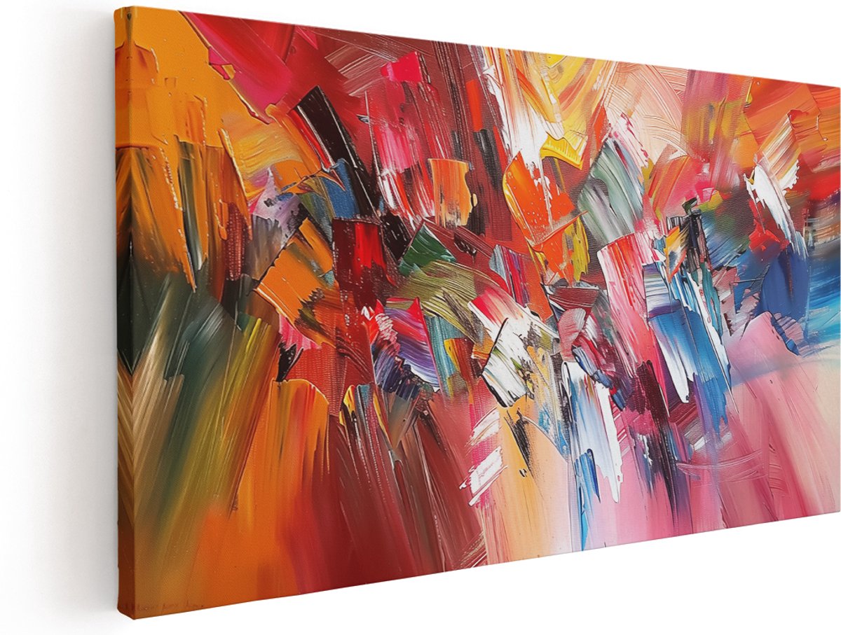 Artaza Canvas Schilderij Abstract Heldere Kleuren - 160x80 cm - Groot - Klein - Wanddecoratie Woonkamer - Schilderijen - Muurdecoratie