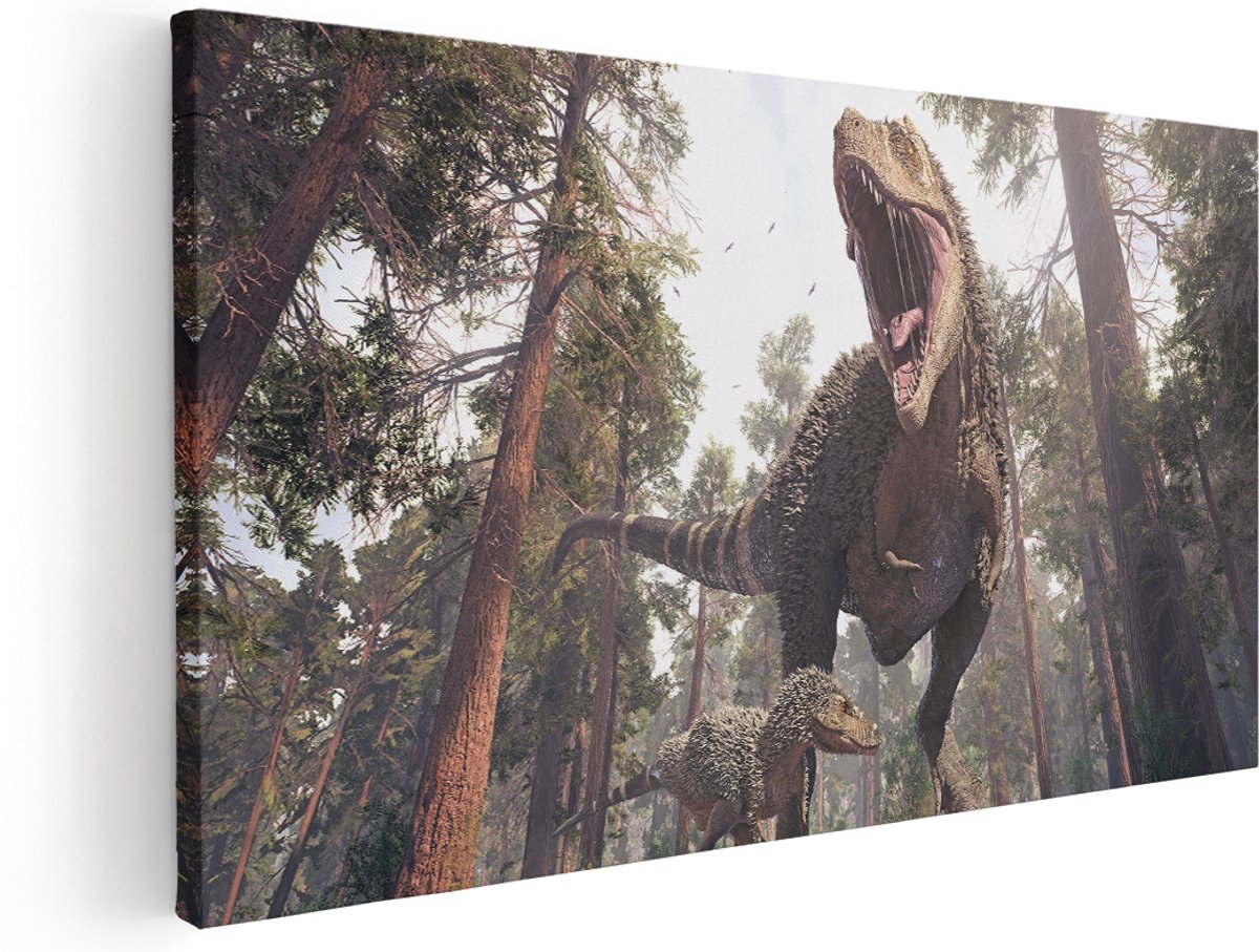 Artaza Canvas Schilderij Tyrannosaurus Rex Dinosaurus - T-Rex - 160x80 cm - Groot - Wanddecoratie Woonkamer - Schilderijen - Muurdecoratie