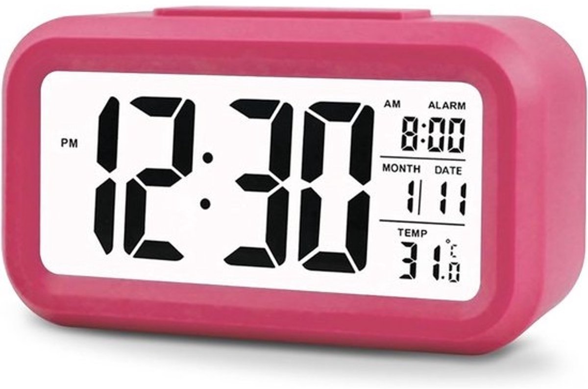 Digitale Wekker met Groot Scherm, Alarm, Kalender en Nachtlampje