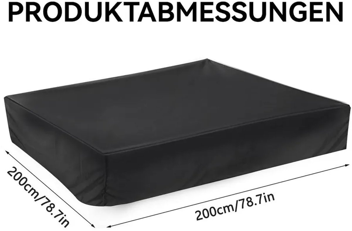 Zandbakafdekking, afGeschikt vooringen 200x200x20 cm, wind- en waterdicht, Geschikt voor zandbakken, tuinen en zwembaden, UV-bestendig, gemaakt van 210D Oxford-doek.
