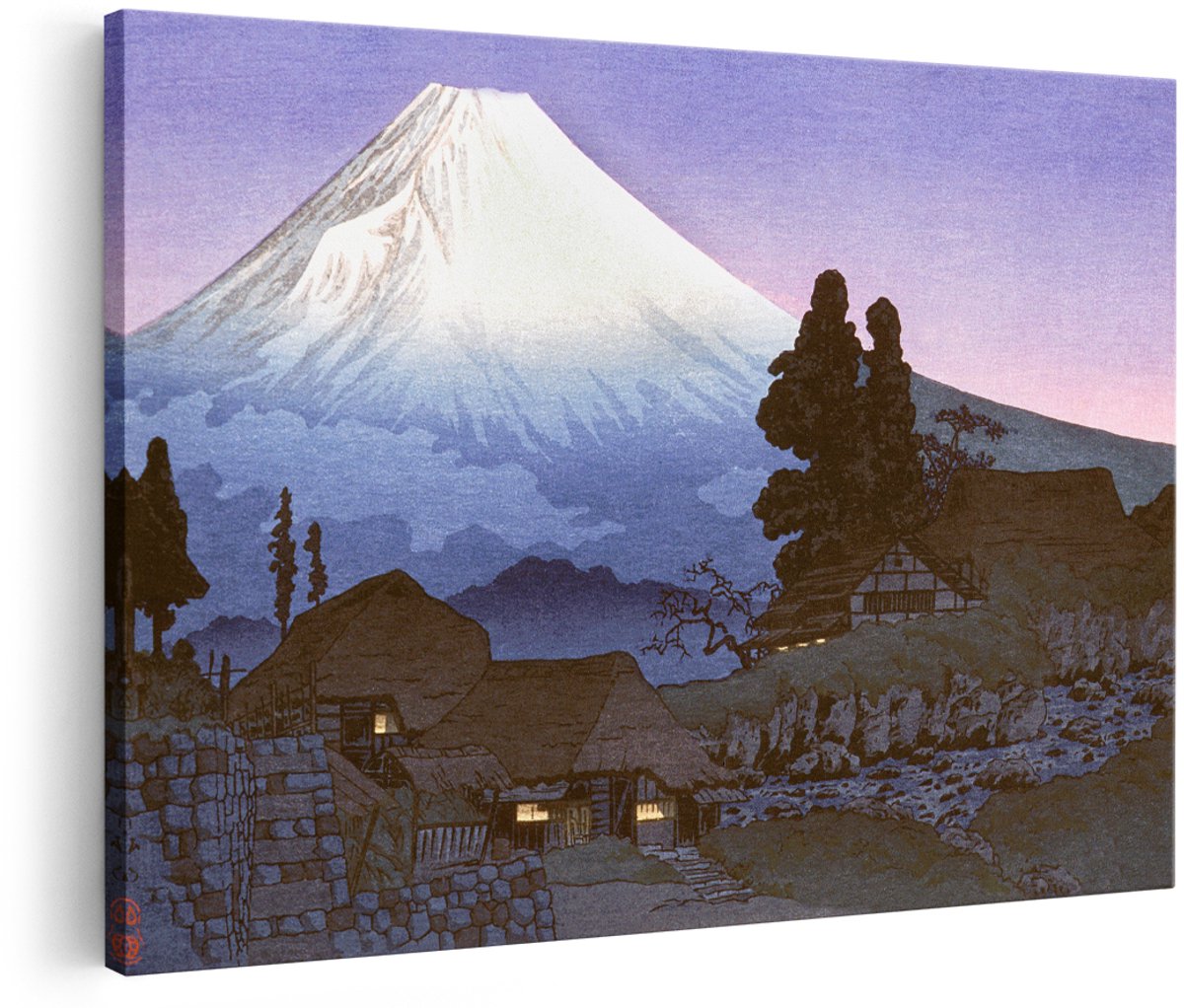 Artaza Canvas Schilderij Mount Fuji - 150x100 cm - Groot - Wanddecoratie Japan Landschap - Muurdecoratie Japandi - Decoratie Berg Schemering