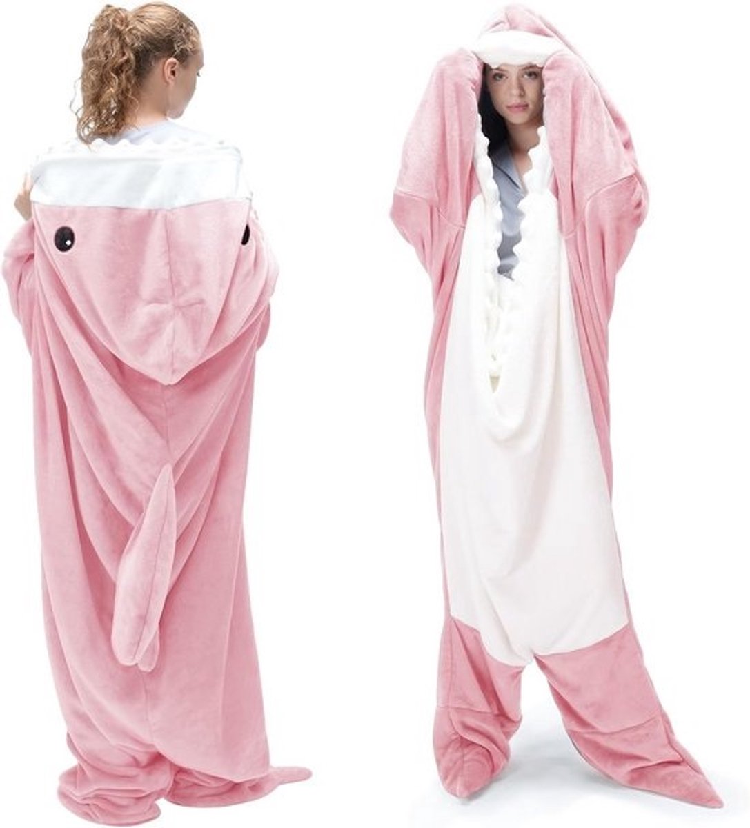 Draagbare Haaien Onesie Deken Hoodie voor Volwassenen - Comfortabel Cartoon Kostuum