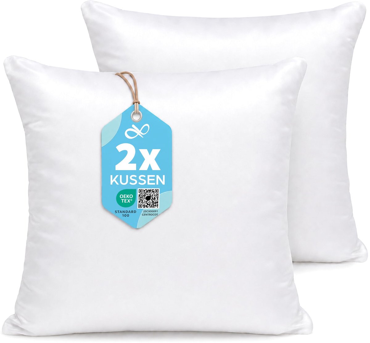 SnelShoppen - Kussen 45x45 Opvulkussens 2 stuks - Hypoallergene Decoratieve Kussens met Katoenen en Polyester Kussenslopen - Anti-mijt voor Woonkamer