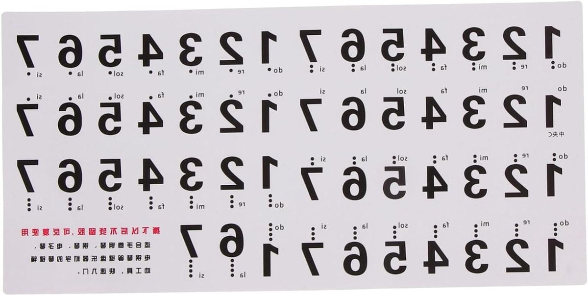 Piano Toetsen Stickers - Toetsenbord Labels - Muziek Leren - Nummer Thema - 1 Set - Wit