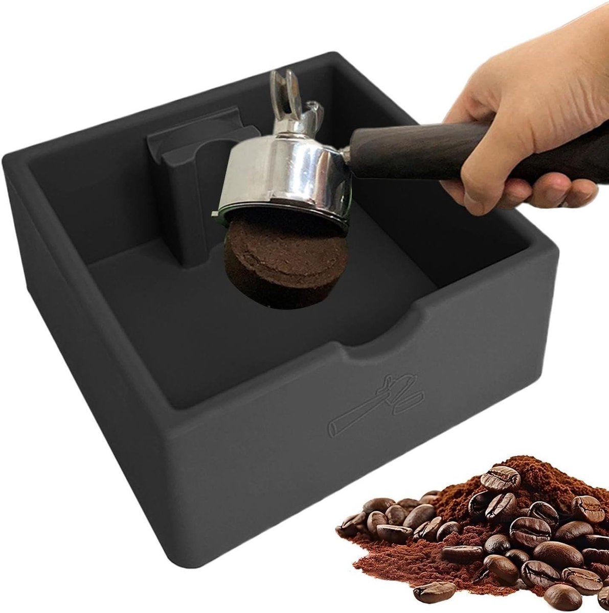 Espresso Afvalbak - Koffiedik Bak - Koffie Afval Verwerken - Geluiddempende Schijf - 1.5 Liter - Zwart