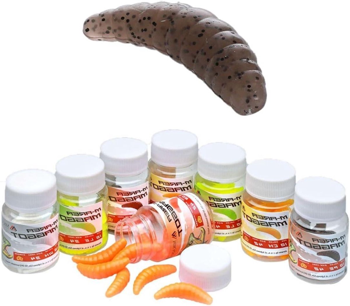 Kunstaas Larven - Zacht Aas - Forel Vissen - UV Actief Materiaal - 42 mm 10 Stuks - Peper